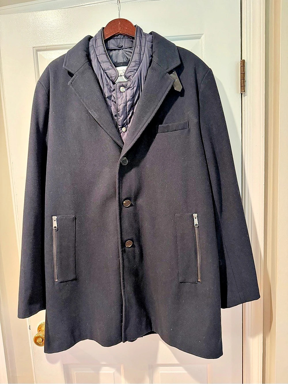 Sam Edelman mid length Wool Coat Womens 2XL with black inner bib (zips in & out)